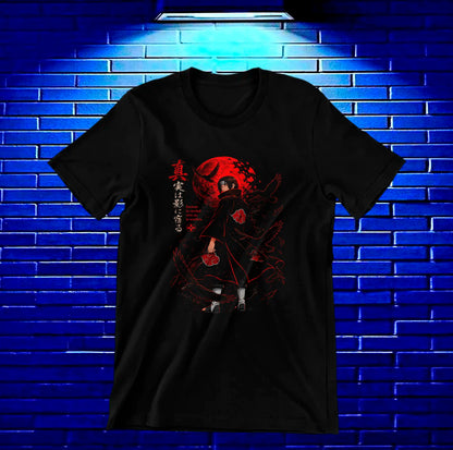 Camiseta Naruto Itachi diseño MERON color negro