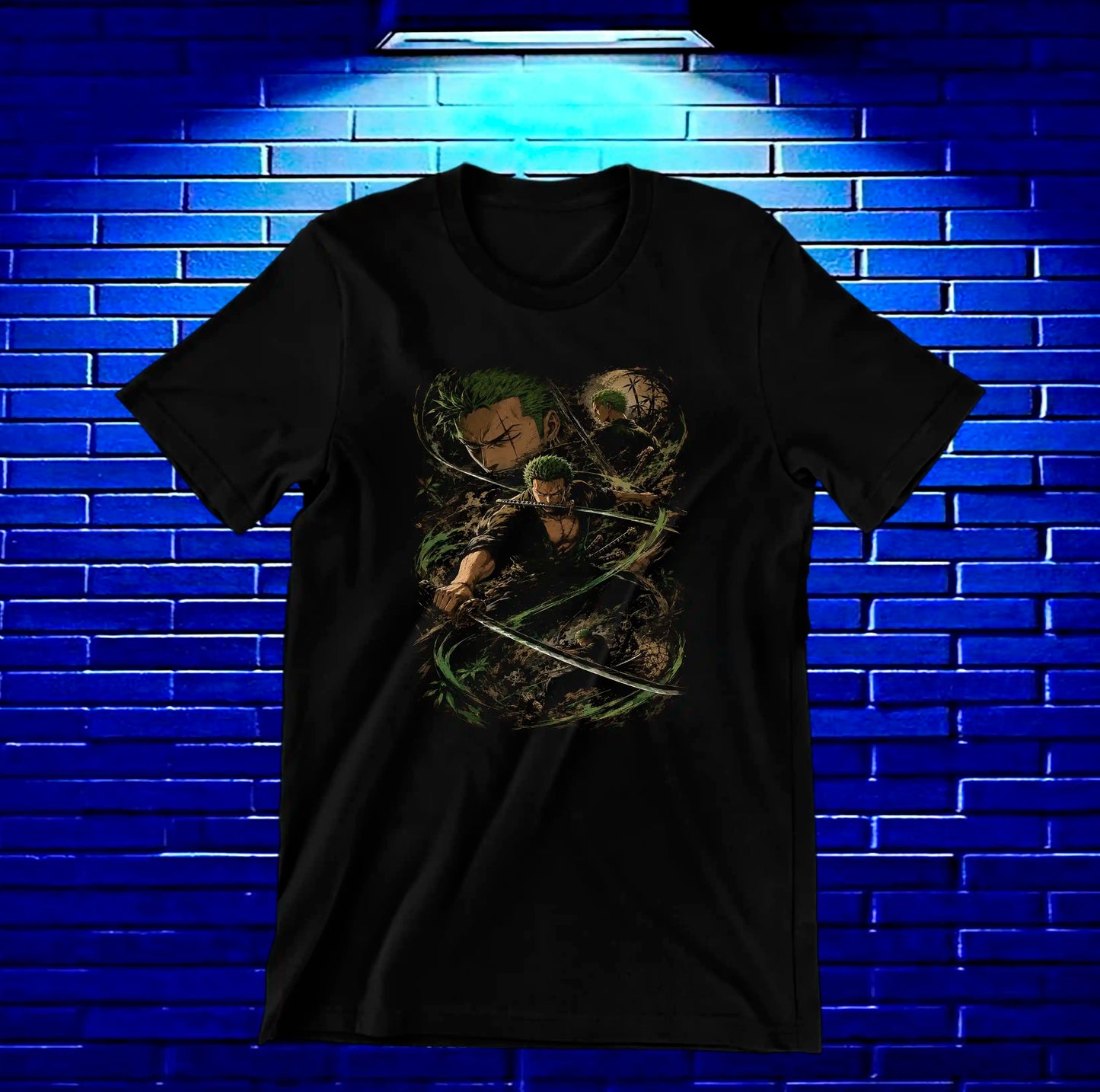 Camiseta One Piece Zoro diseño BANIX color negro