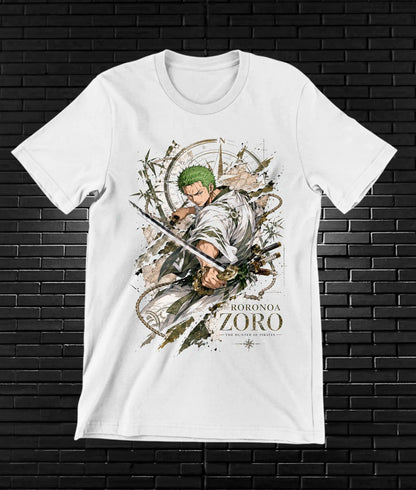 Camiseta One Piece Zoro diseño CAVOX color blanco