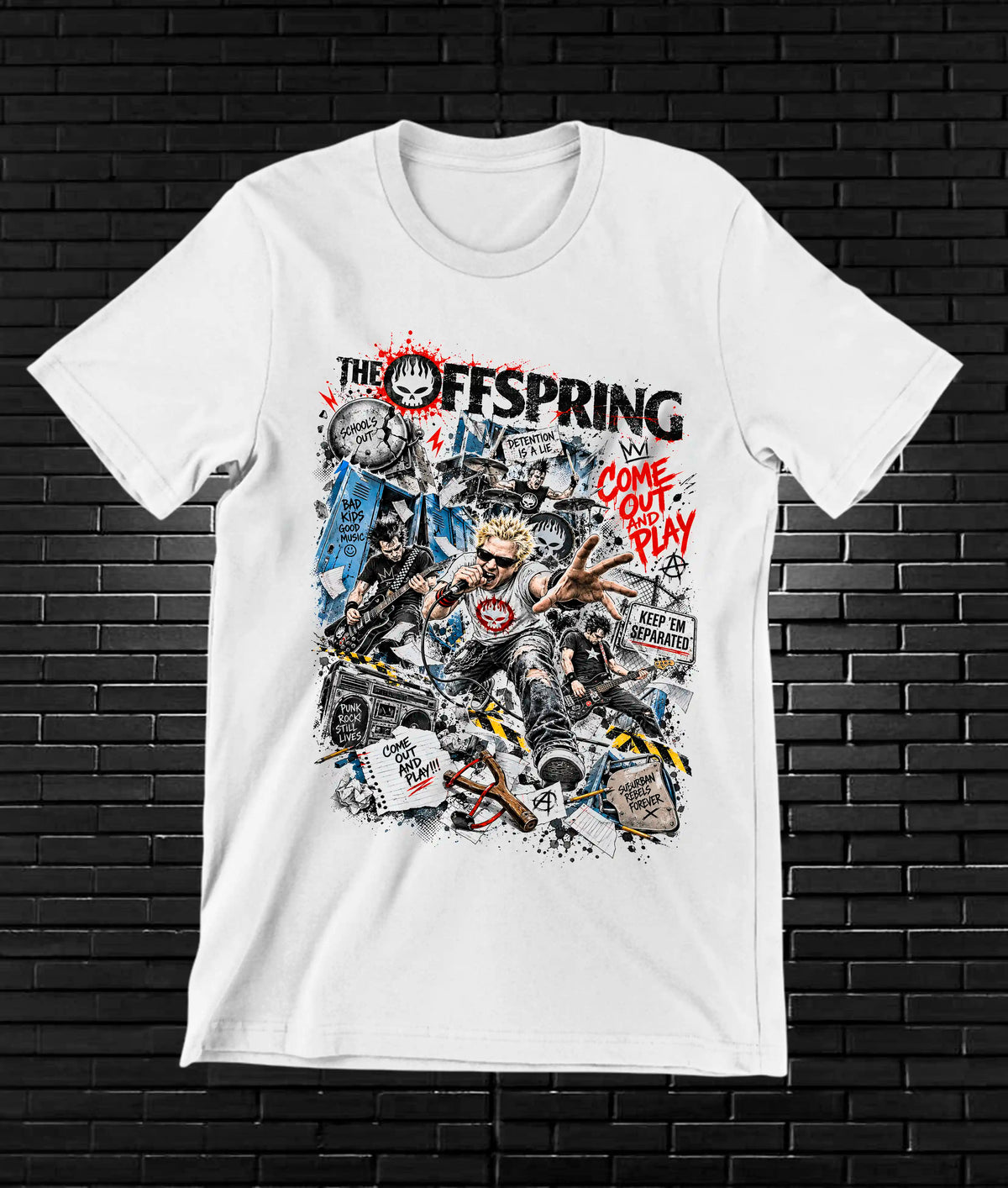 Camiseta The Offspring, diseño CAVOX, color blanco