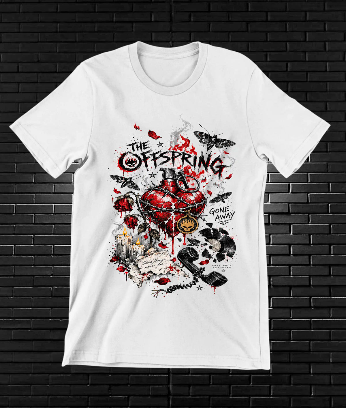 Camiseta The Offspring, diseño MERON, color blanco