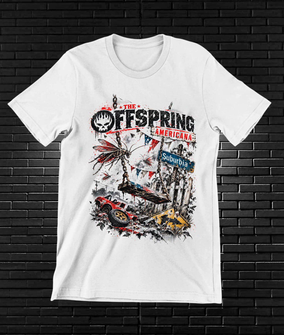 Camiseta The Offspring, diseño NIVRA, color blanco