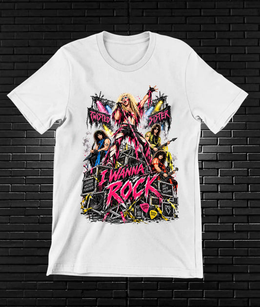Camiseta Twisted Sister, familia BAMOR, diseño BANIX, color blanco