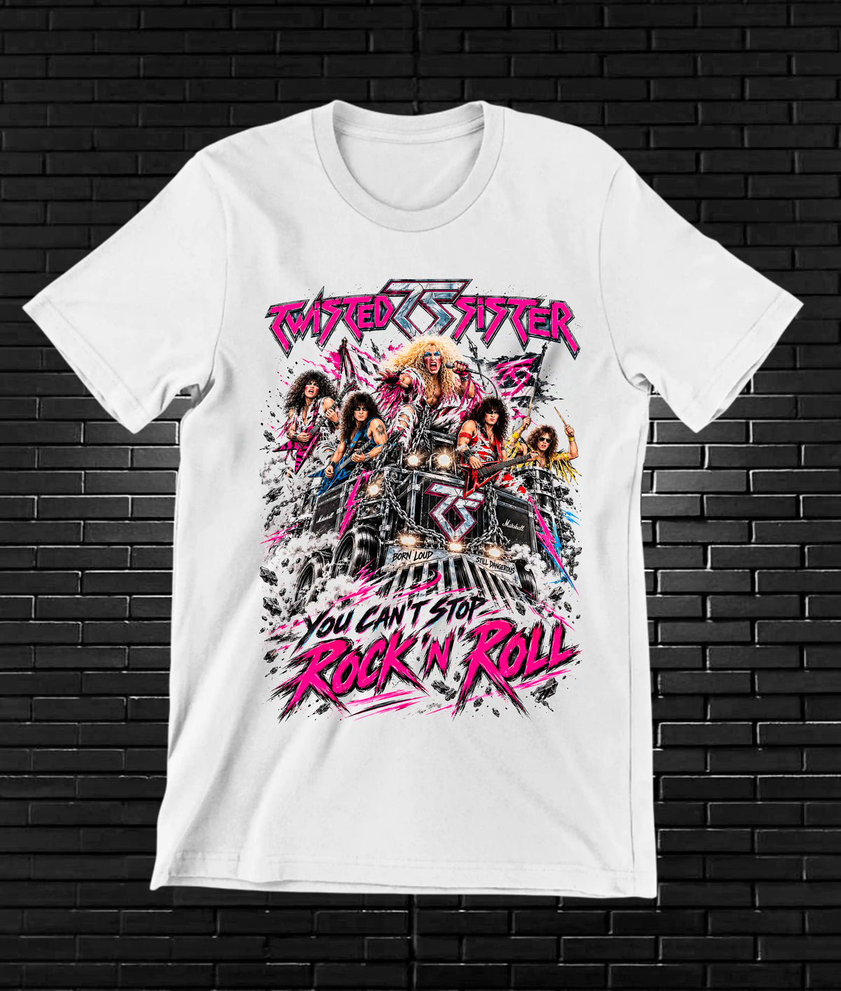 Camiseta Twisted Sister, familia BAMOR, diseño BAREN, color blanco