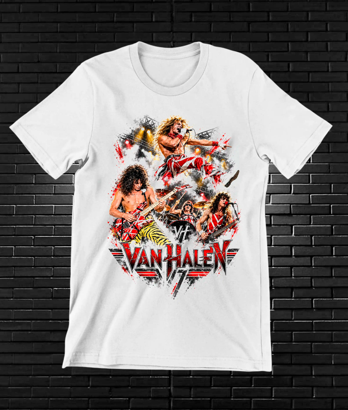 Camiseta Van Halen, diseño BANIX, color blanco