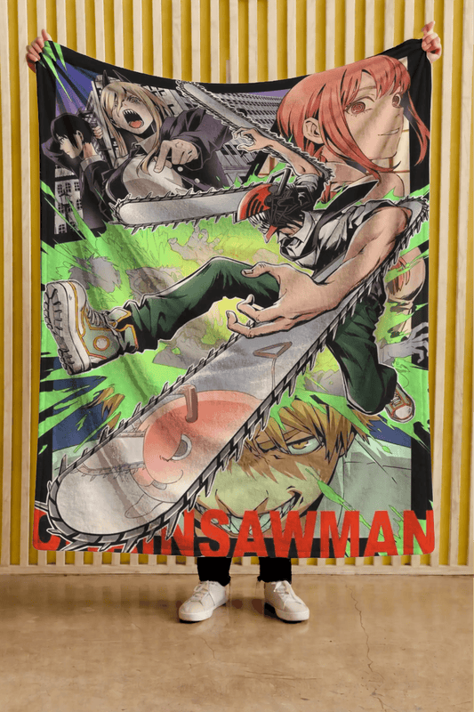 Cobija Chainsaw Man – Denji y Power · composición verde