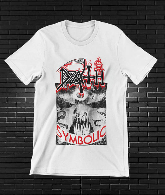 Camiseta Death – Symbolic · mirada en blanco y negro · Blanca