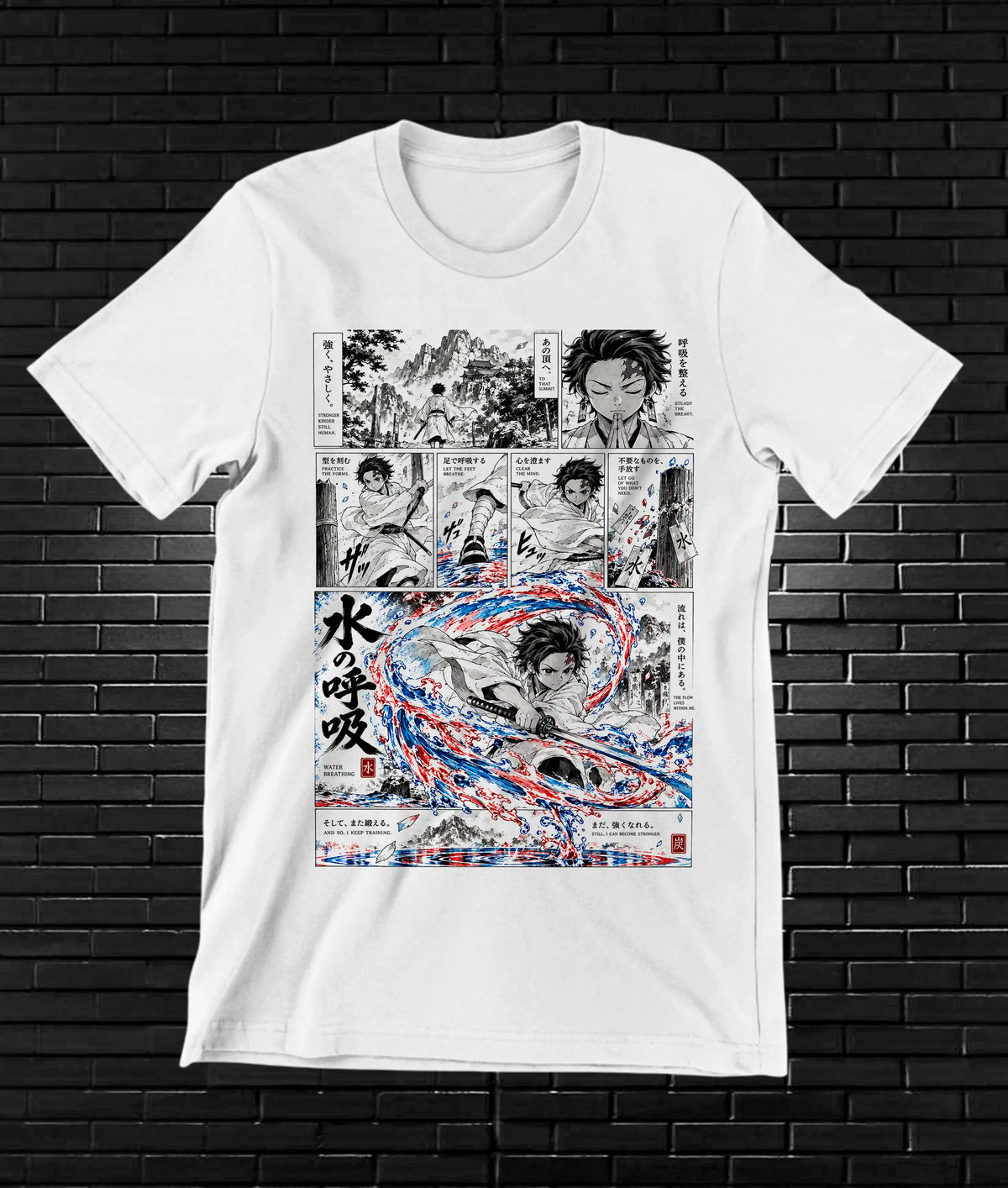 Camiseta Demon Slayer Tanjiro – BAMOR – Diseño MERON – Blanco