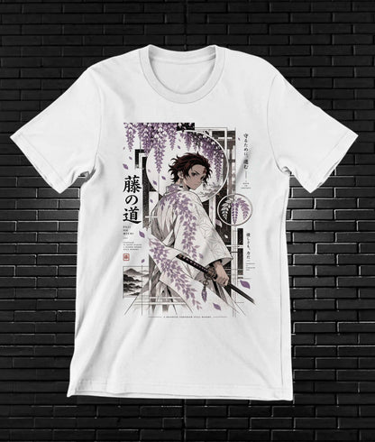 Camiseta Demon Slayer Tanjiro – CAMINE – Diseño BAREN – Blanco