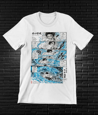 Camiseta Demon Slayer Tanjiro – CAMINE – Diseño MERON – Blanco