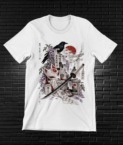 Camiseta Demon Slayer Tanjiro – CAMINE – Diseño NIVRA – Blanco