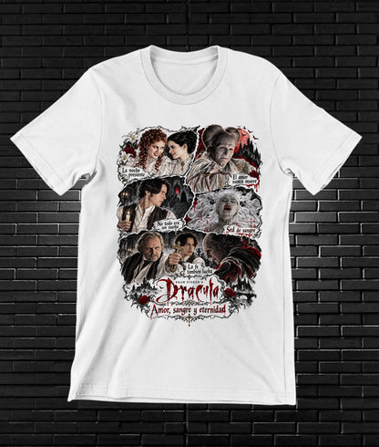 Camiseta Drácula de Bram Stoker – BAMOR – Diseño BAREN – Blanco