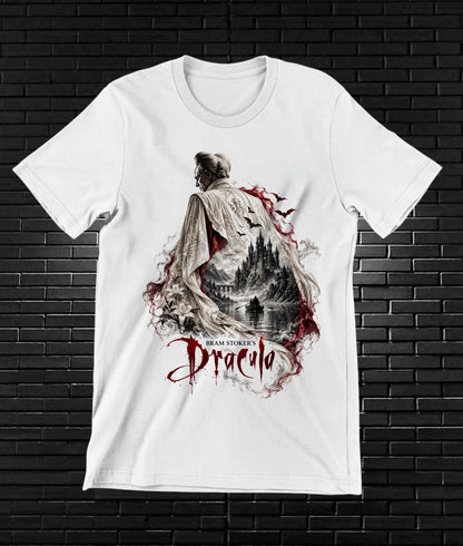Camiseta Drácula de Bram Stoker – CAMINE – Diseño CAVOX – Blanco