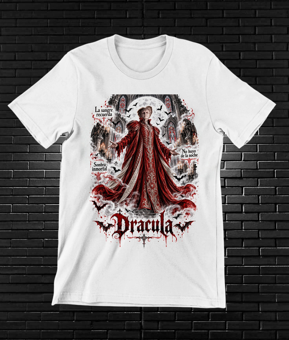 Camiseta Drácula de Bram Stoker – MELAR – Diseño BAREN – Blanco