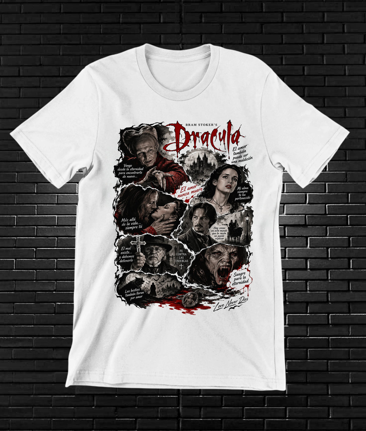Camiseta Drácula de Bram Stoker – MELAR – Diseño NIVRA – Blanco