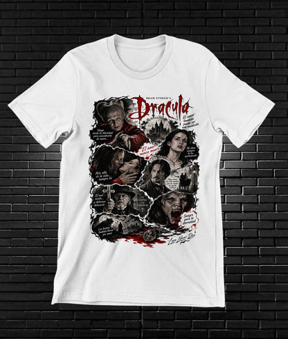 Camiseta Drácula de Bram Stoker – MELAR – Diseño NIVRA – Blanco