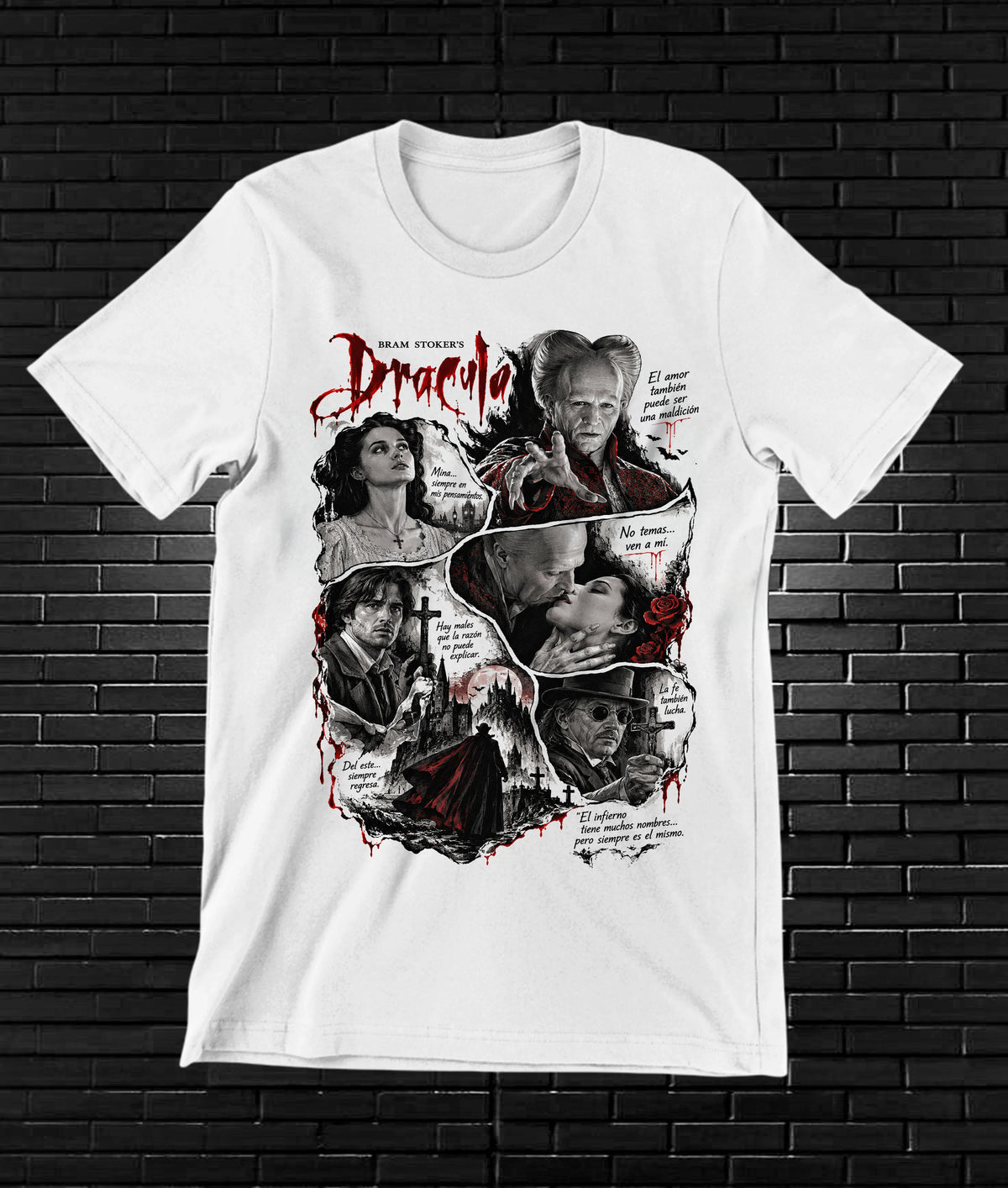 Camiseta Drácula de Bram Stoker – NIMOR – Diseño BAREN – Blanco