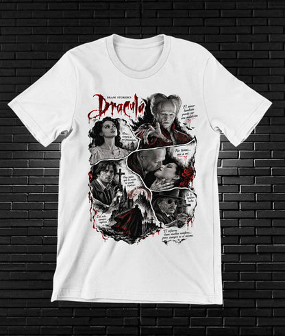 Camiseta Drácula de Bram Stoker – NIMOR – Diseño BAREN – Blanco