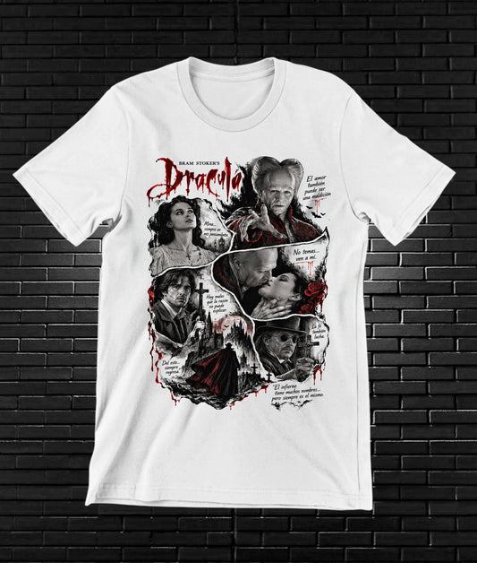 Camiseta Drácula de Bram Stoker – NIMOR – Diseño BAREN – Blanco