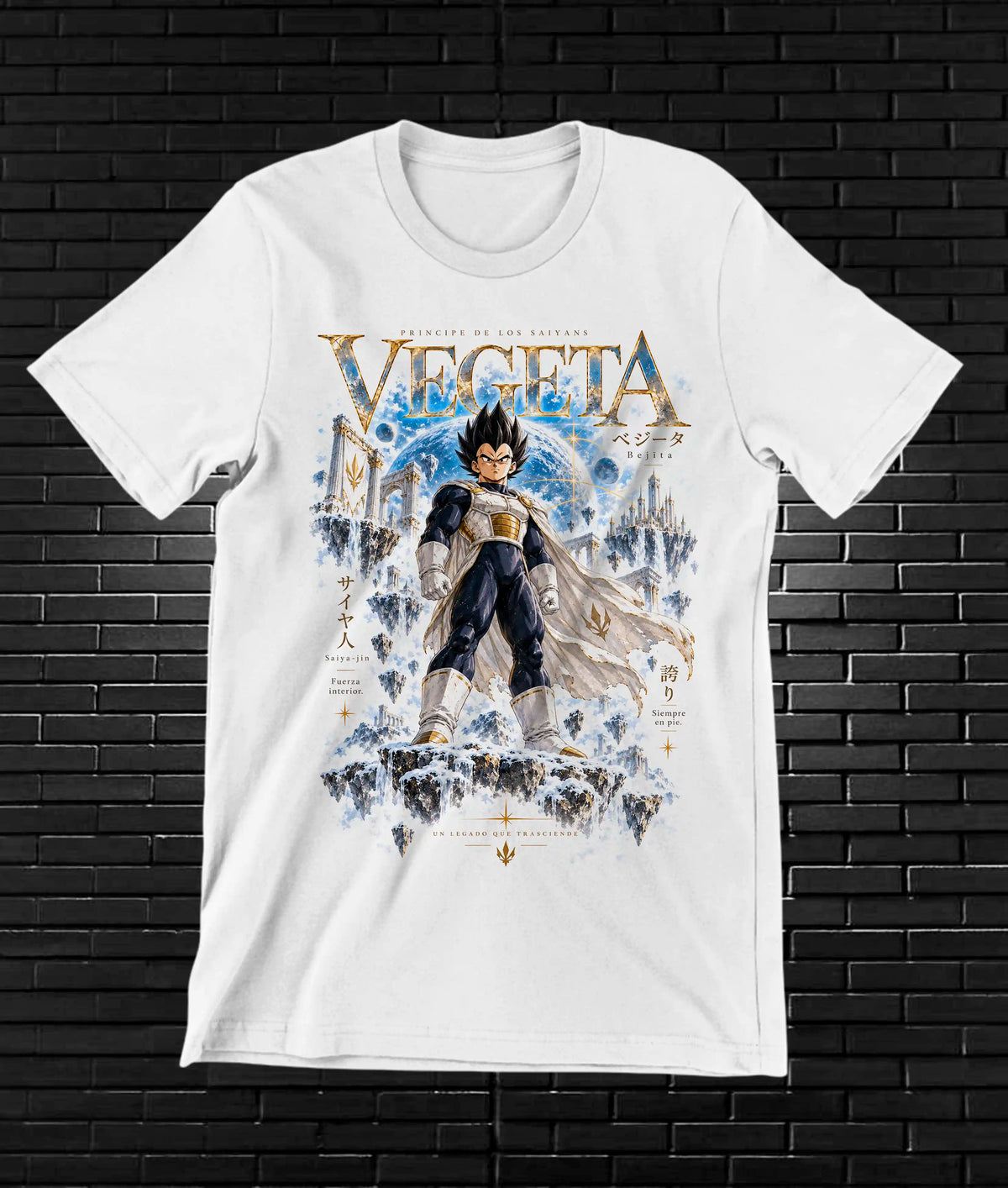 Camiseta Dragon Ball Vegeta – MEVRA – Diseño BANIX – Blanco