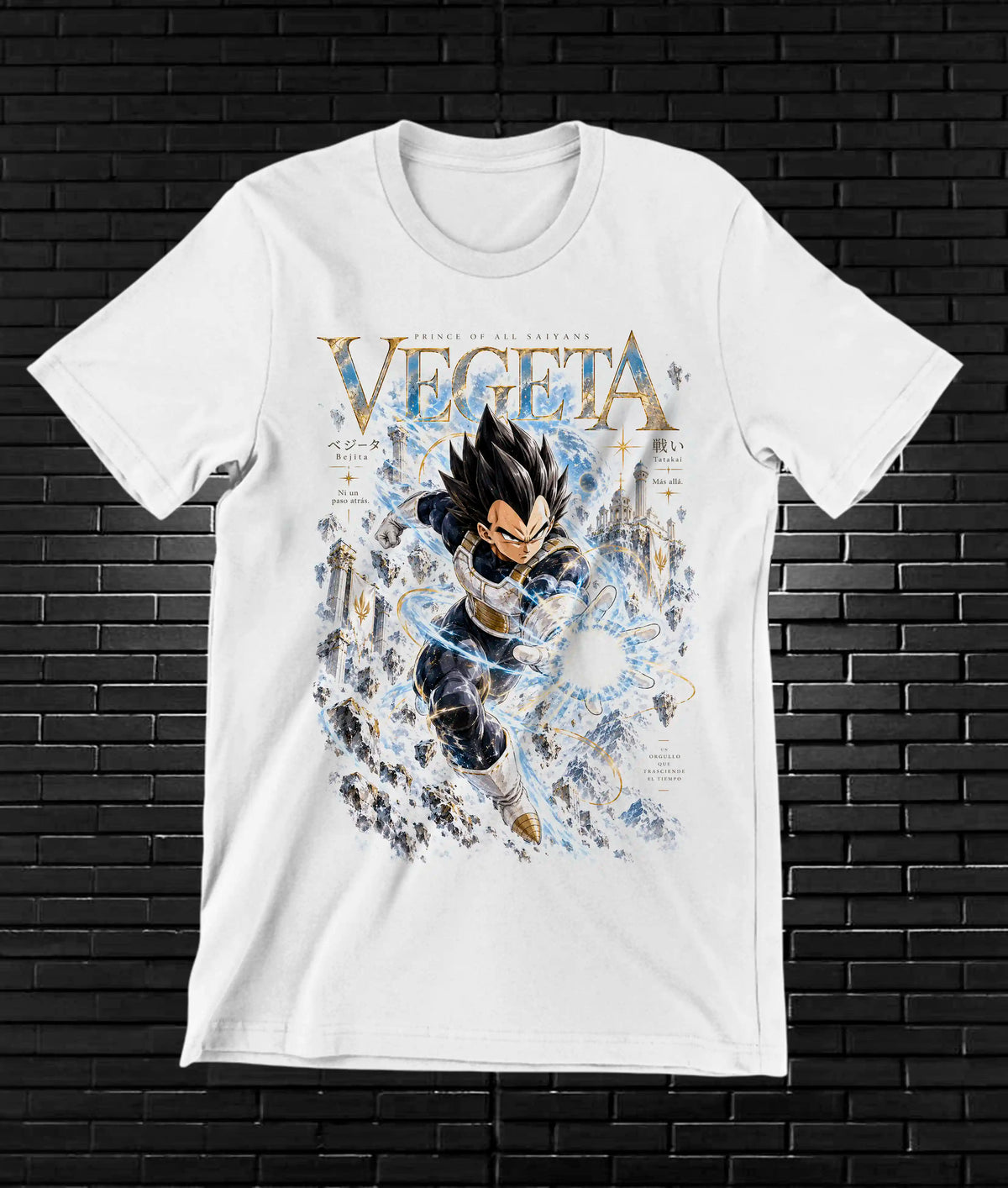 Camiseta Dragon Ball Vegeta – MEVRA – Diseño BAREN – Blanco