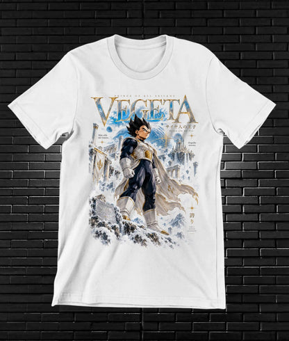 Camiseta Dragon Ball Vegeta – MEVRA – Diseño CAVOX – Blanco