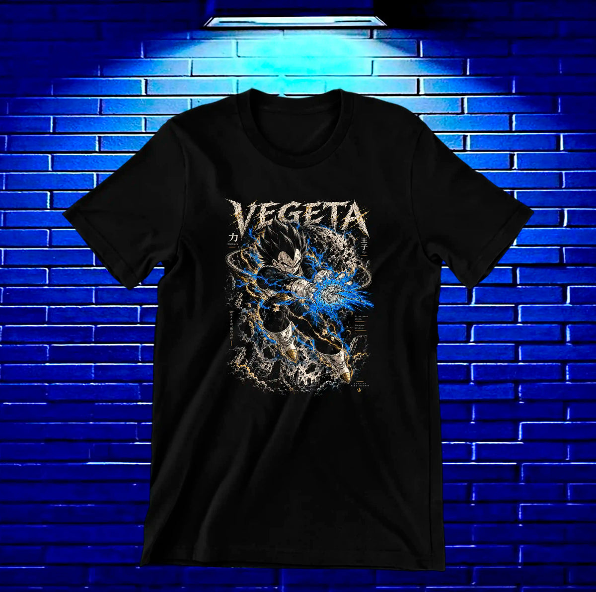 Camiseta Dragon Ball Vegeta – MEVRA – Diseño MERON – Negro