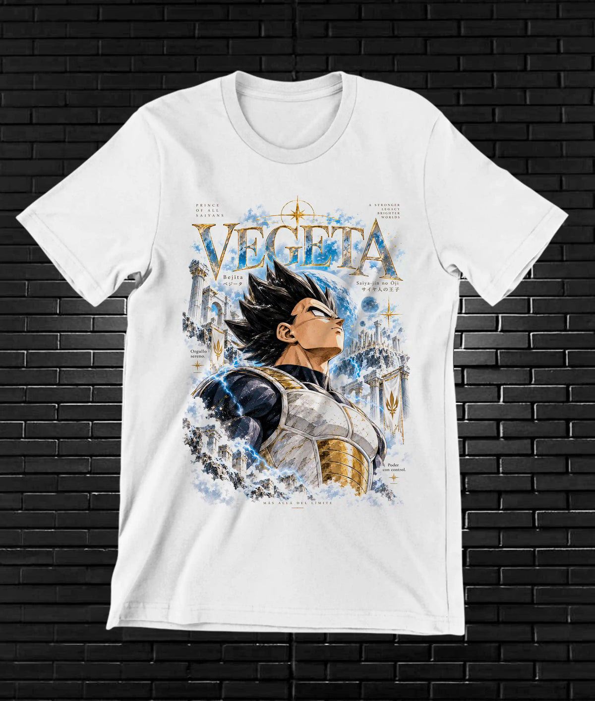 Camiseta Dragon Ball Vegeta – MEVRA – Diseño NIVRA – Blanco