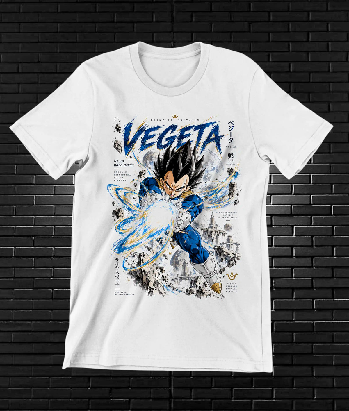 Camiseta Dragon Ball Vegeta – NIMOR – Diseño BANIX – Blanco