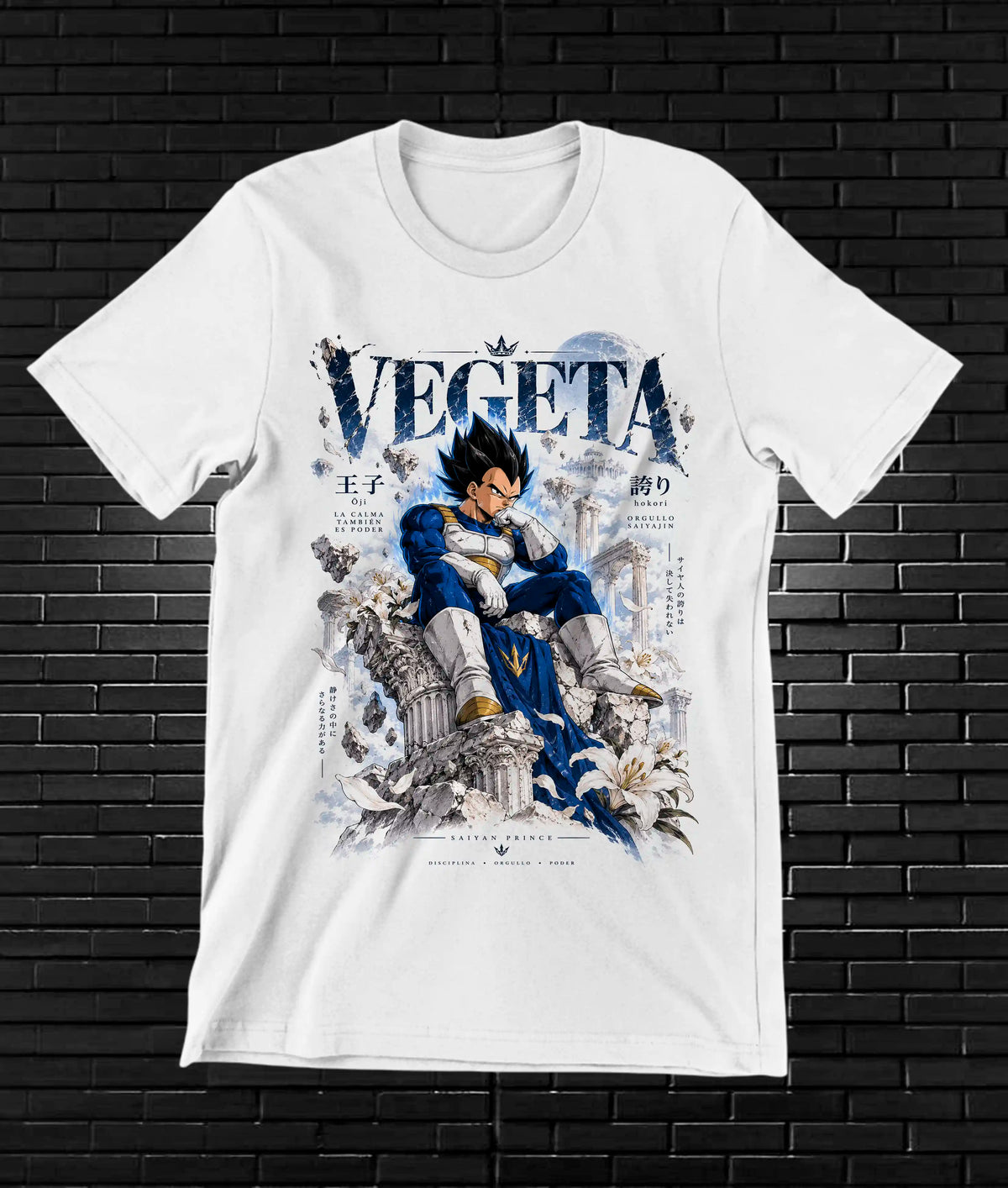 Camiseta Dragon Ball Vegeta – NIMOR – Diseño BAREN – Blanco