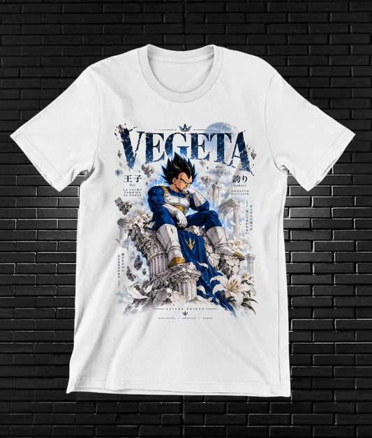 Camiseta Dragon Ball Vegeta – NIMOR – Diseño BAREN – Blanco