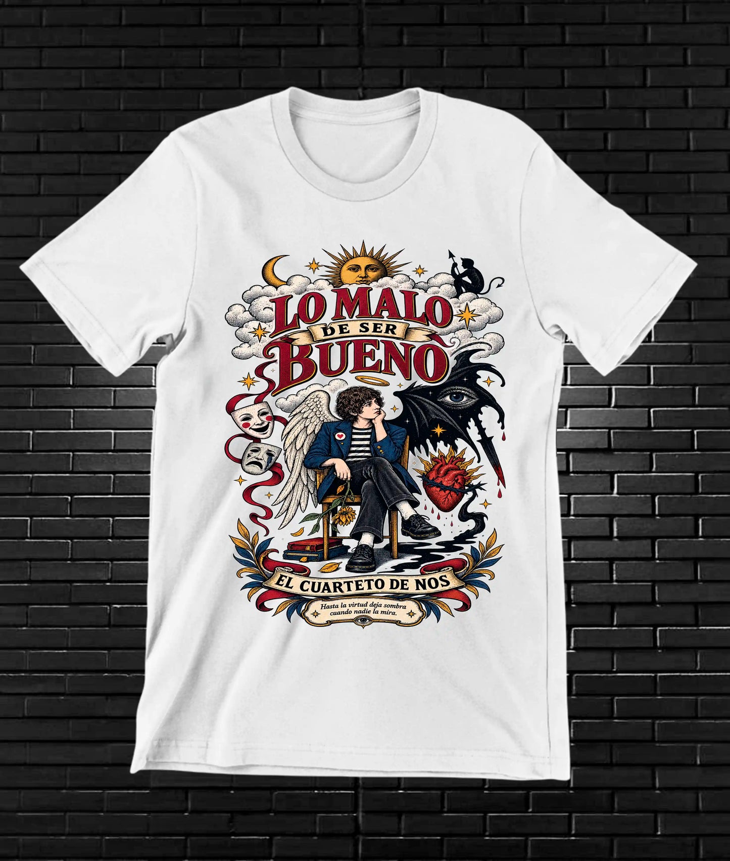 Camiseta El Cuarteto de Nos BAMOR diseño BAREN color Blanco