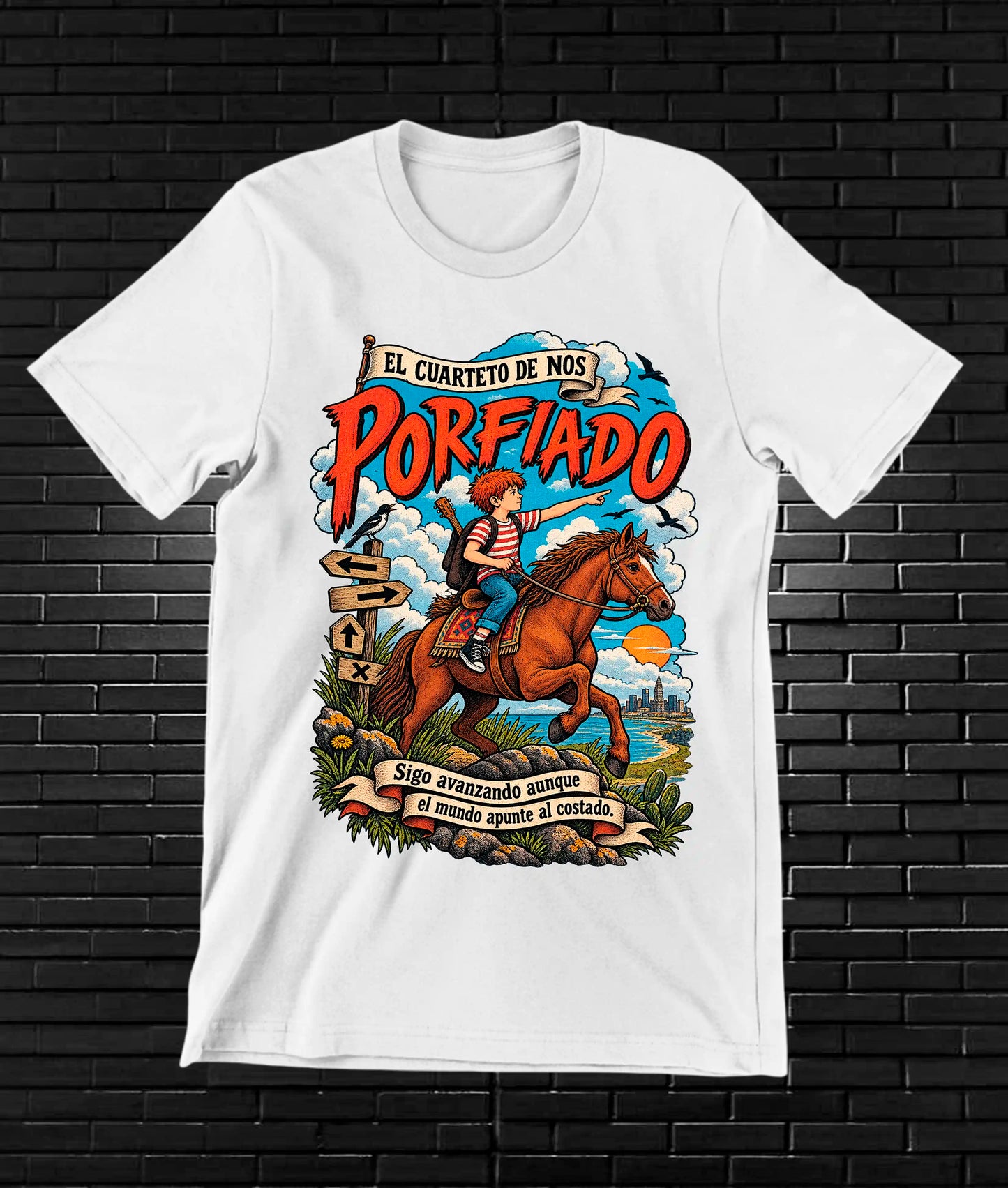 Camiseta El Cuarteto de Nos BAMOR diseño NIVRA color Blanco