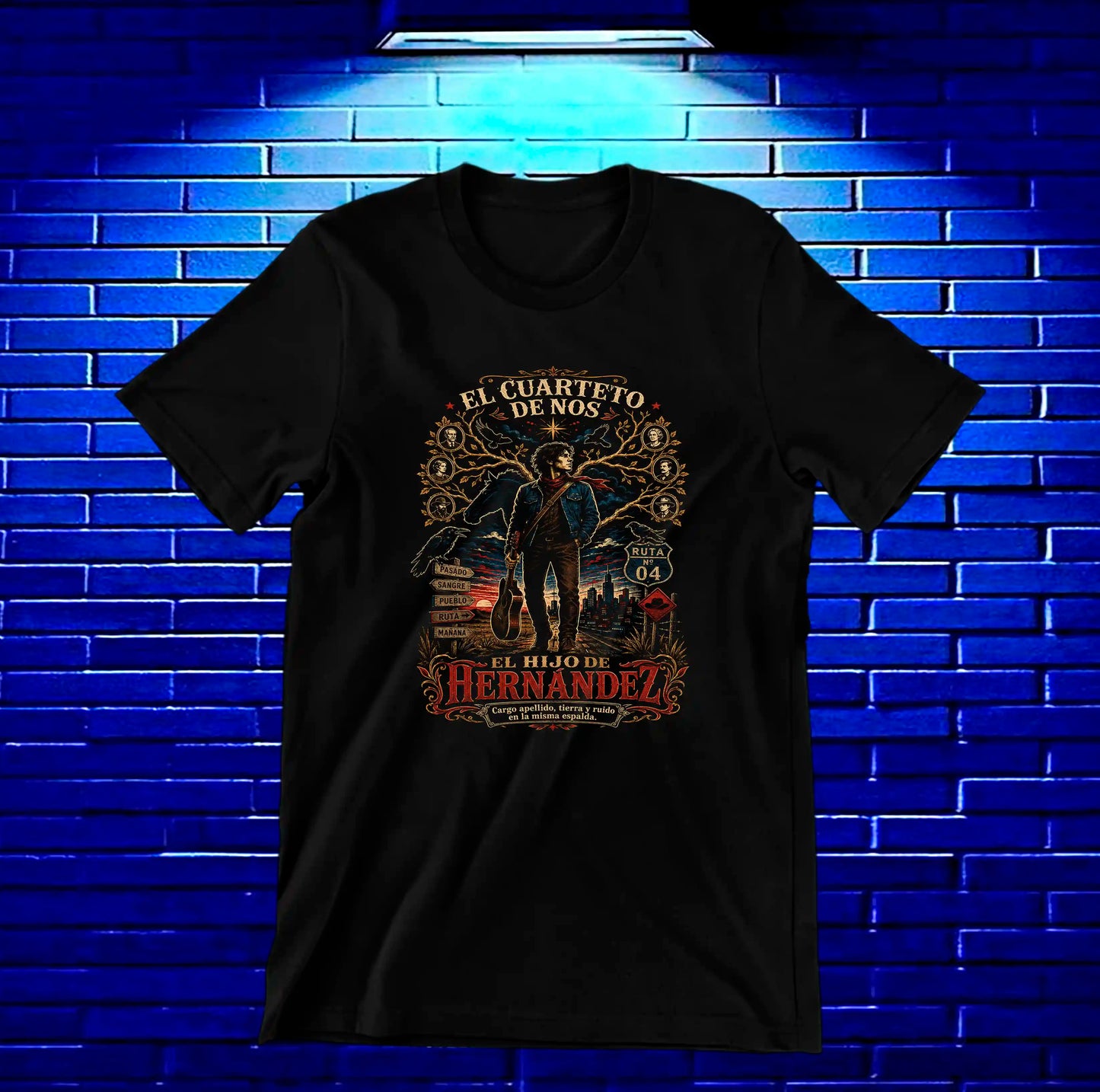 Camiseta El Cuarteto de Nos CAMINE diseño BANIX color Negro