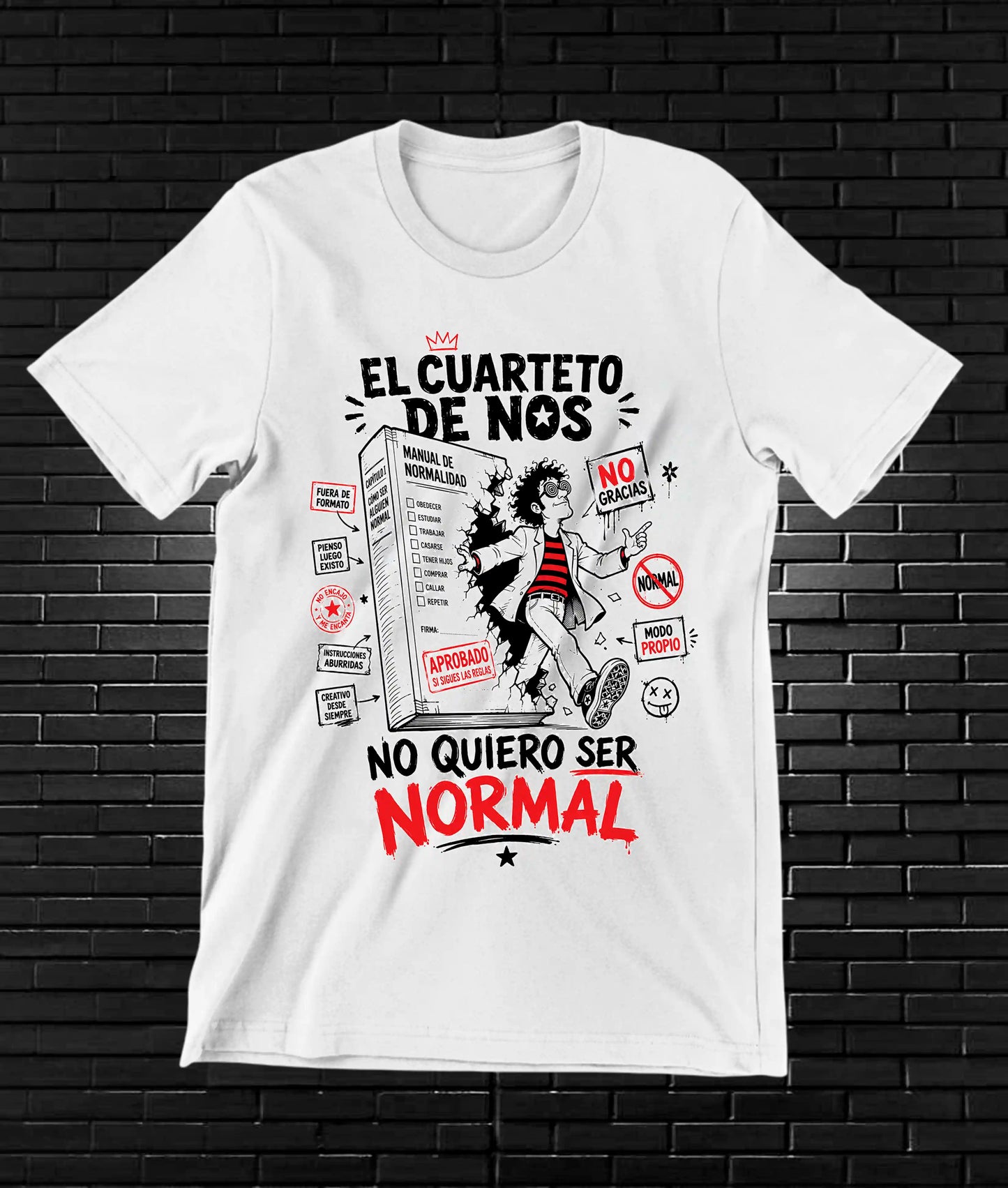Camiseta El Cuarteto de Nos NIMOR diseño BANIX color Blanco