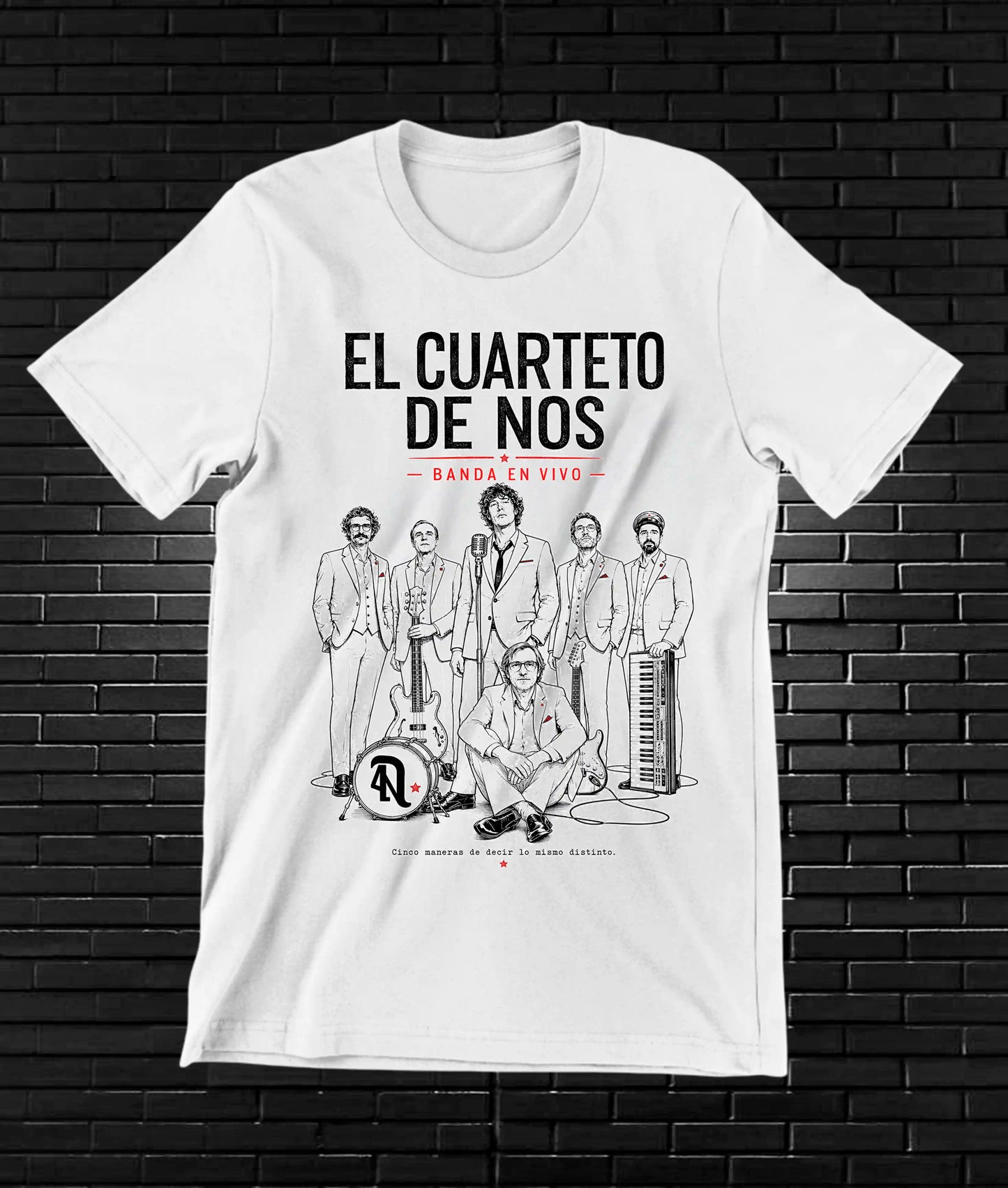 Camiseta El Cuarteto de Nos NIMOR diseño BAREN color Blanco
