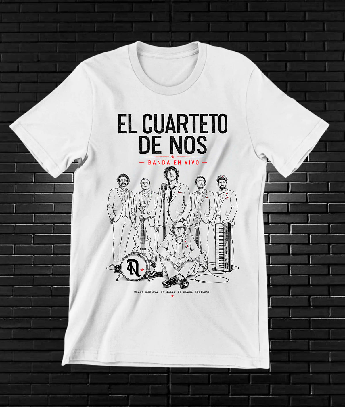 Camiseta El Cuarteto de Nos NIMOR diseño BAREN color Blanco