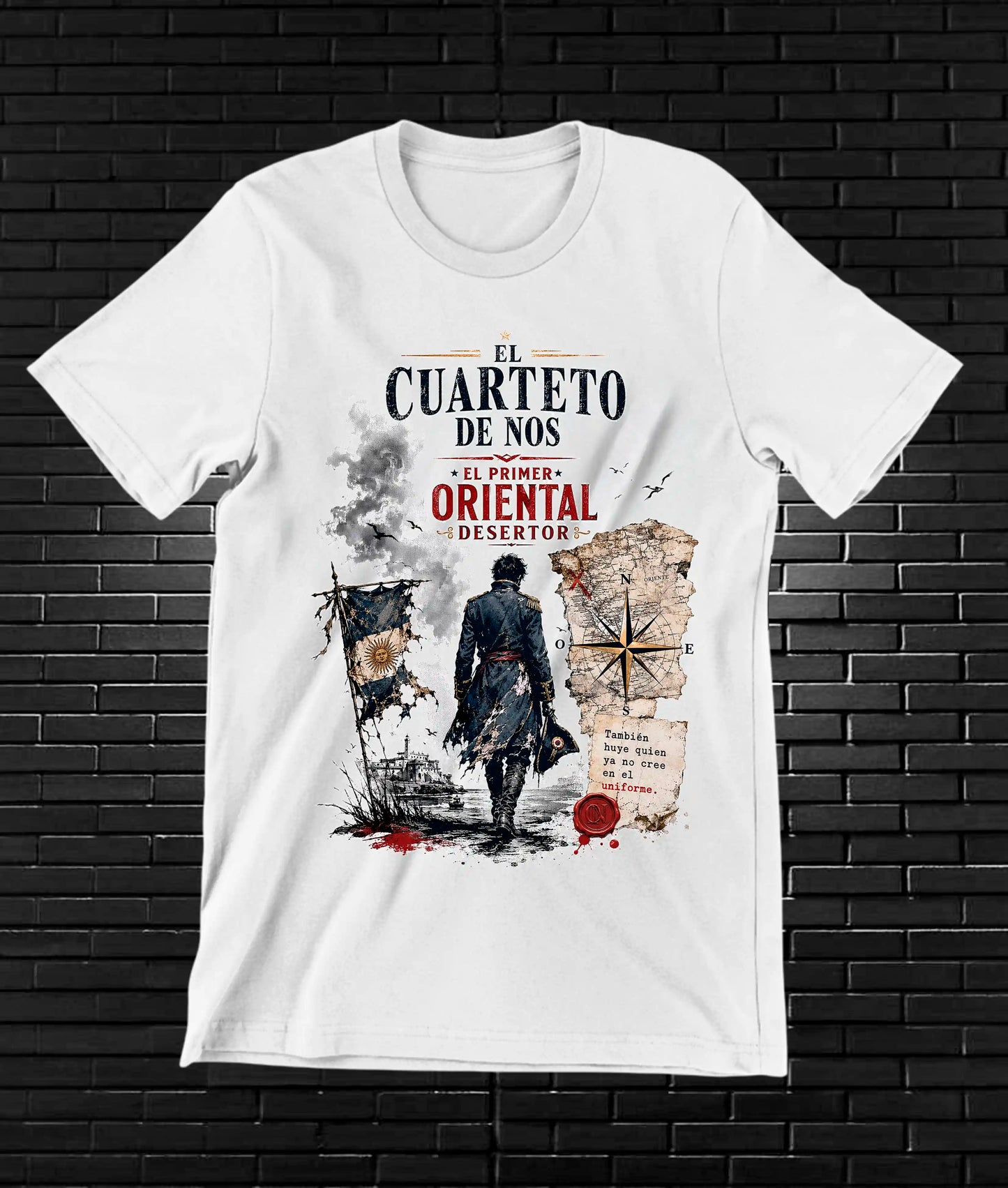 Camiseta El Cuarteto de Nos NIMOR diseño CAVOX color Blanco