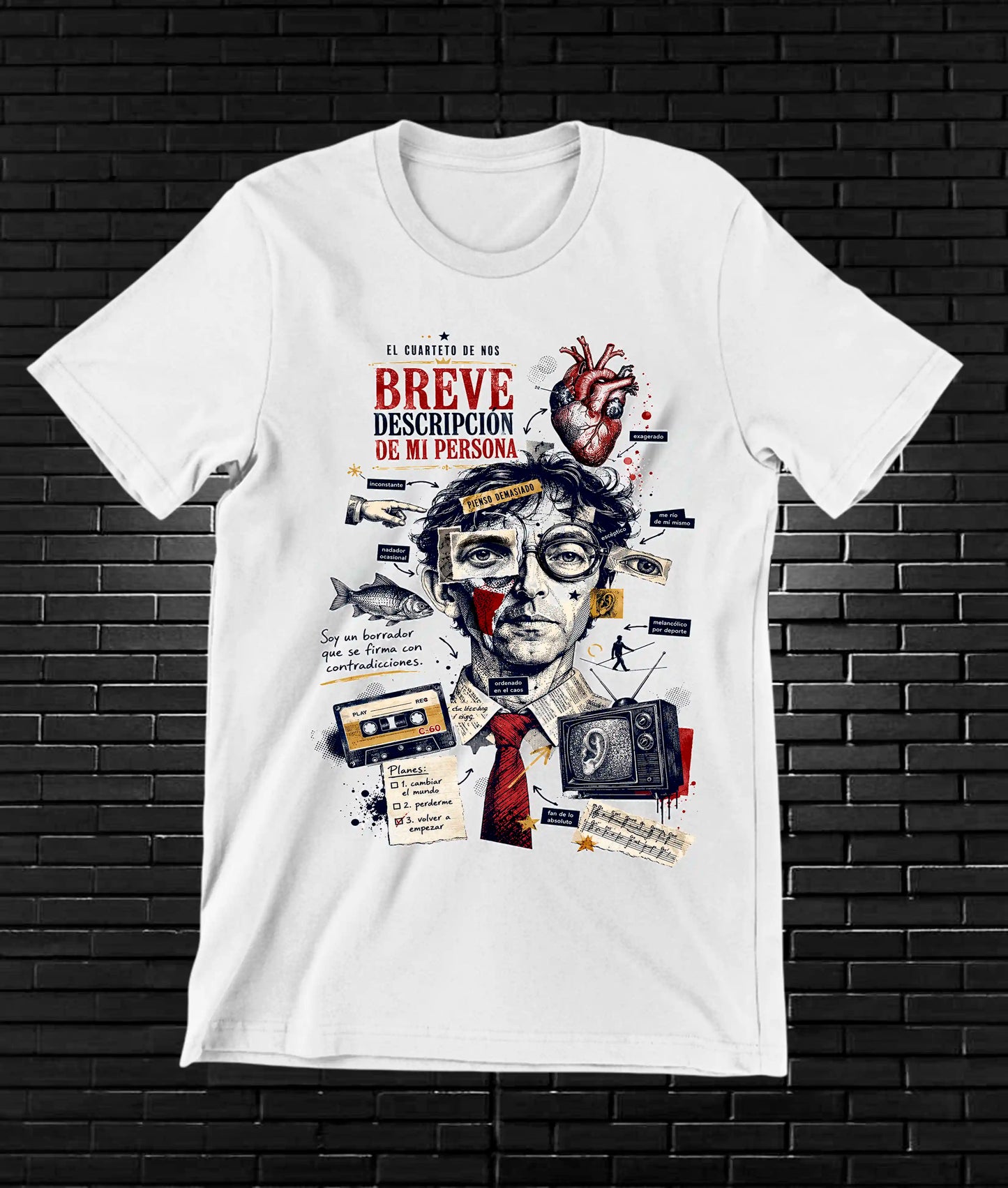 Camiseta El Cuarteto de Nos NIMOR diseño MERON color Blanco
