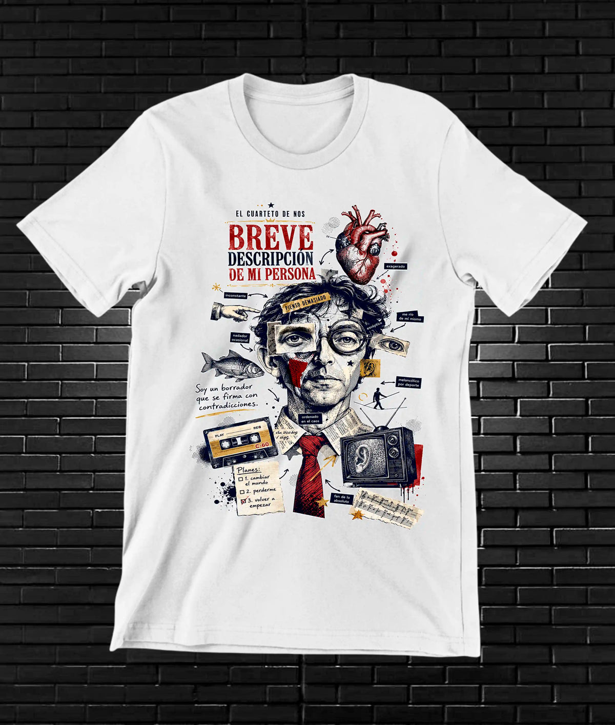 Camiseta El Cuarteto de Nos NIMOR diseño MERON color Blanco