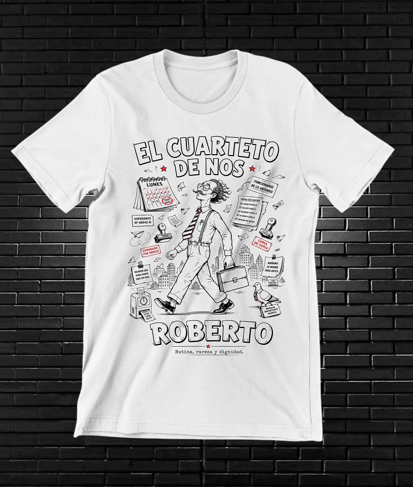Camiseta El Cuarteto de Nos NIMOR diseño NIVRA color Blanco