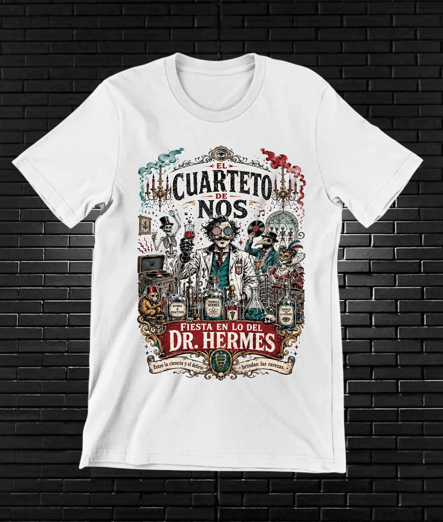 Camiseta El Cuarteto de Nos MELAR diseño MERON color Blanco