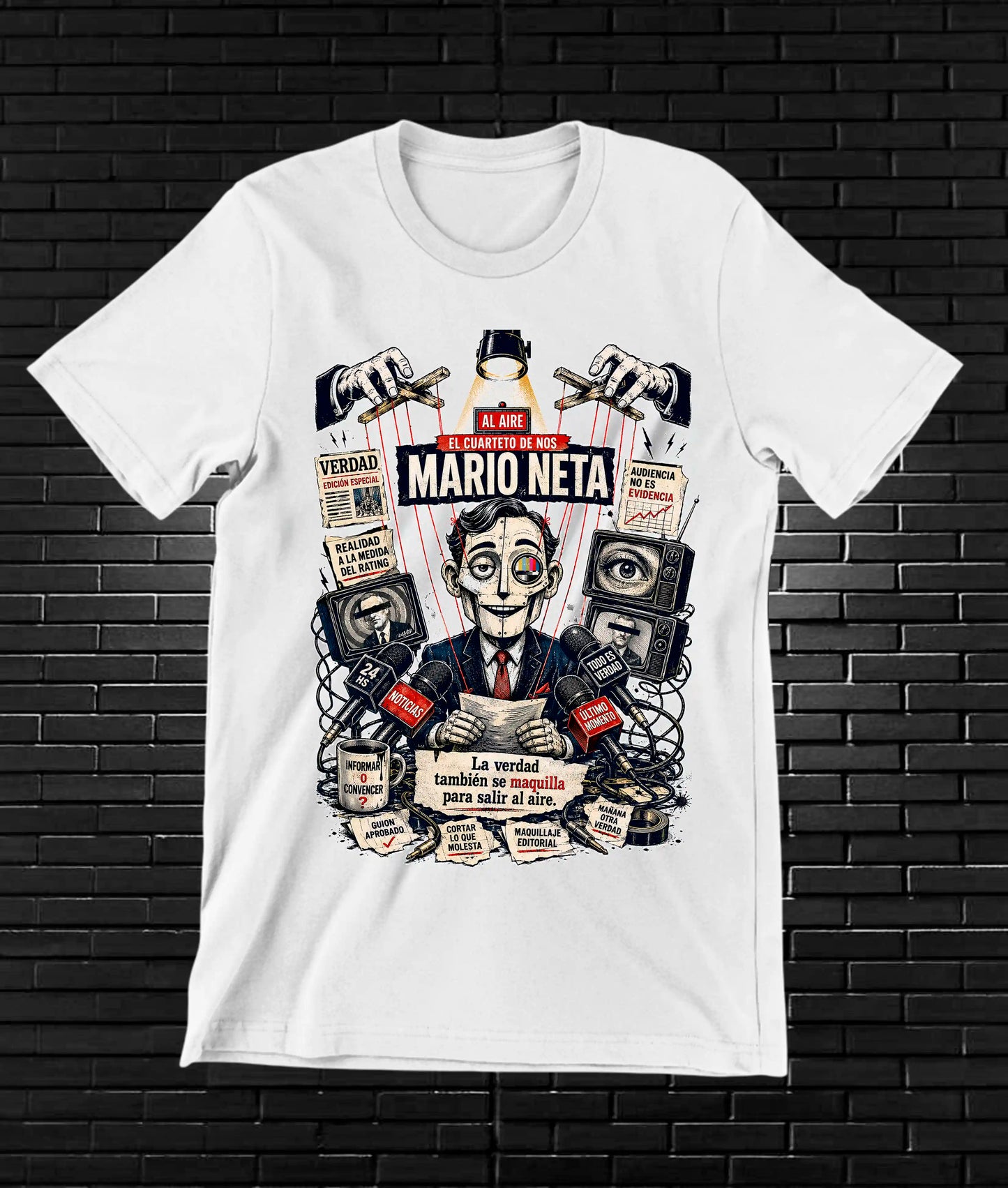 Camiseta El Cuarteto de Nos BAYRA diseño BANIX color Blanco