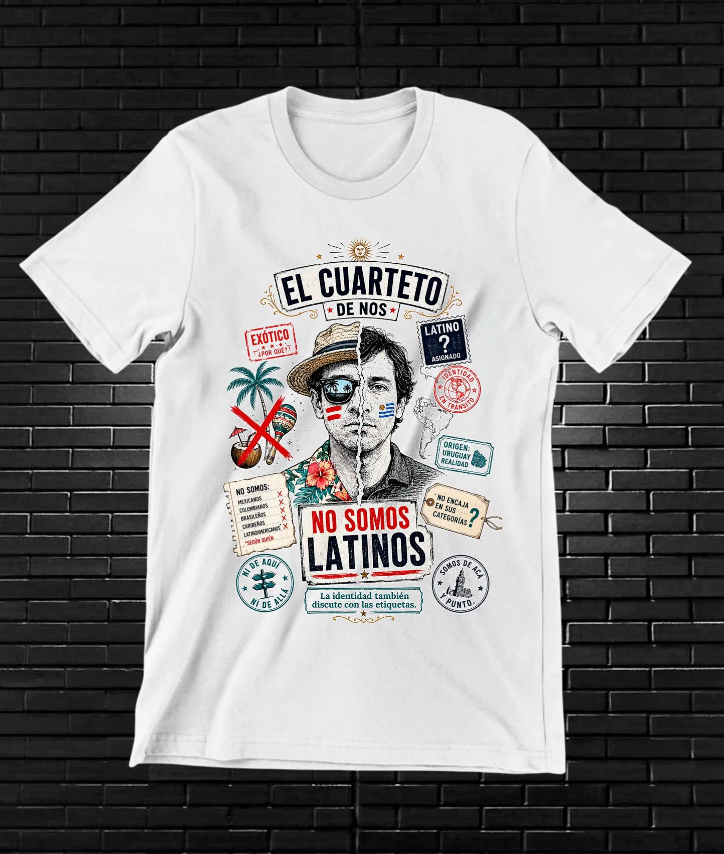 Camiseta El Cuarteto de Nos CALEN diseño NIVRA color Blanco