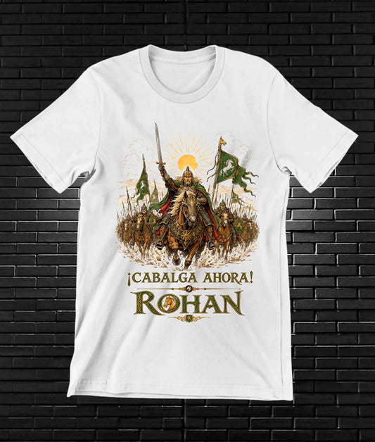 Camiseta El Señor de los Anillos – Rohan · jinete · Blanca