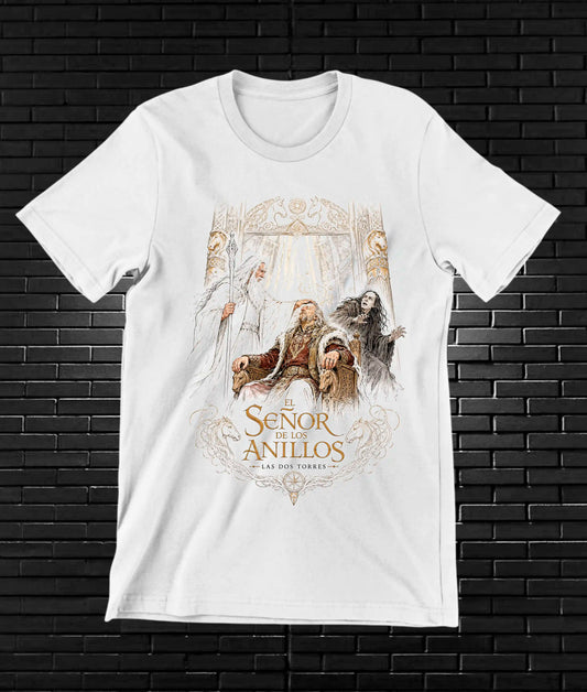 Camiseta El Señor de los Anillos – Collage en tonos sepia · Blanca