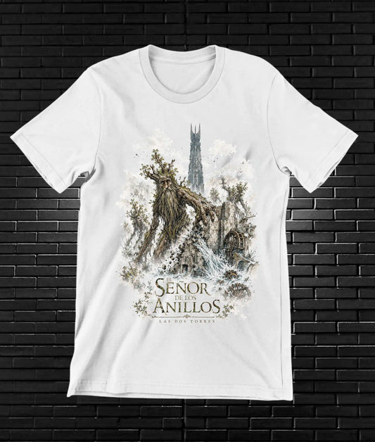 Camiseta El Señor de los Anillos – Guerreros en ilustración sepia · Blanca