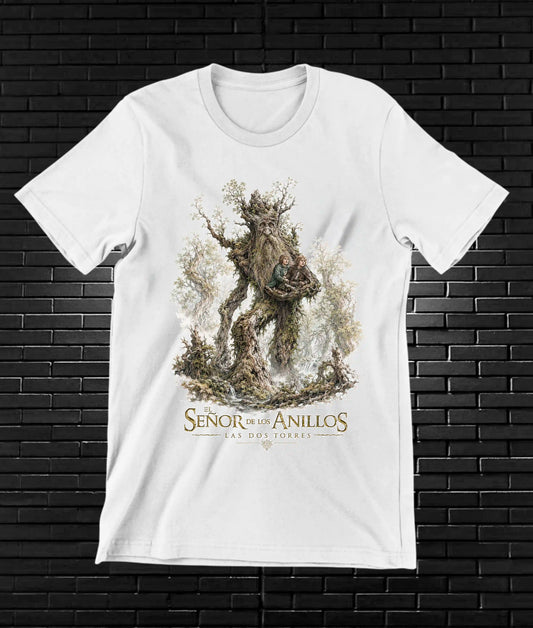 Camiseta El Señor de los Anillos – Ent · árbol ilustrado · Blanca
