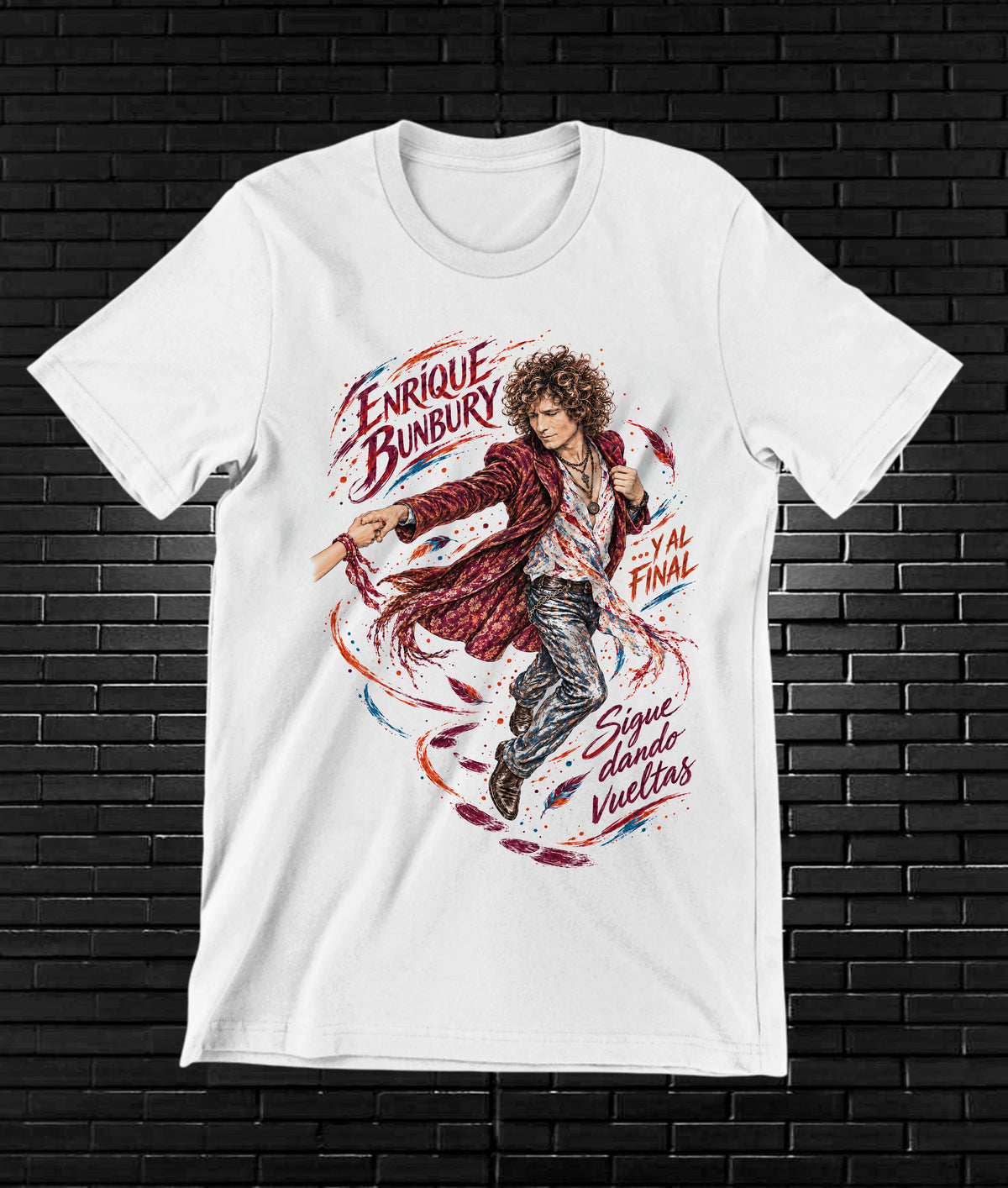 Camiseta Enrique Bunbury – CAMINE – Diseño BAREN – Blanco