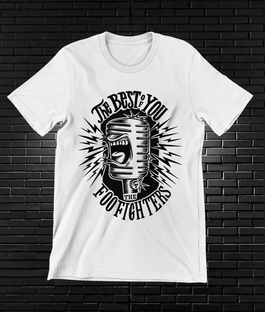 Camiseta Foo Fighters – The Best of You · micrófono · Blanca